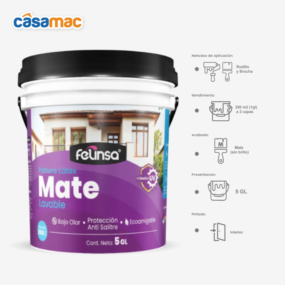 Látex Mate Felinsa de 5 gl - Image 2