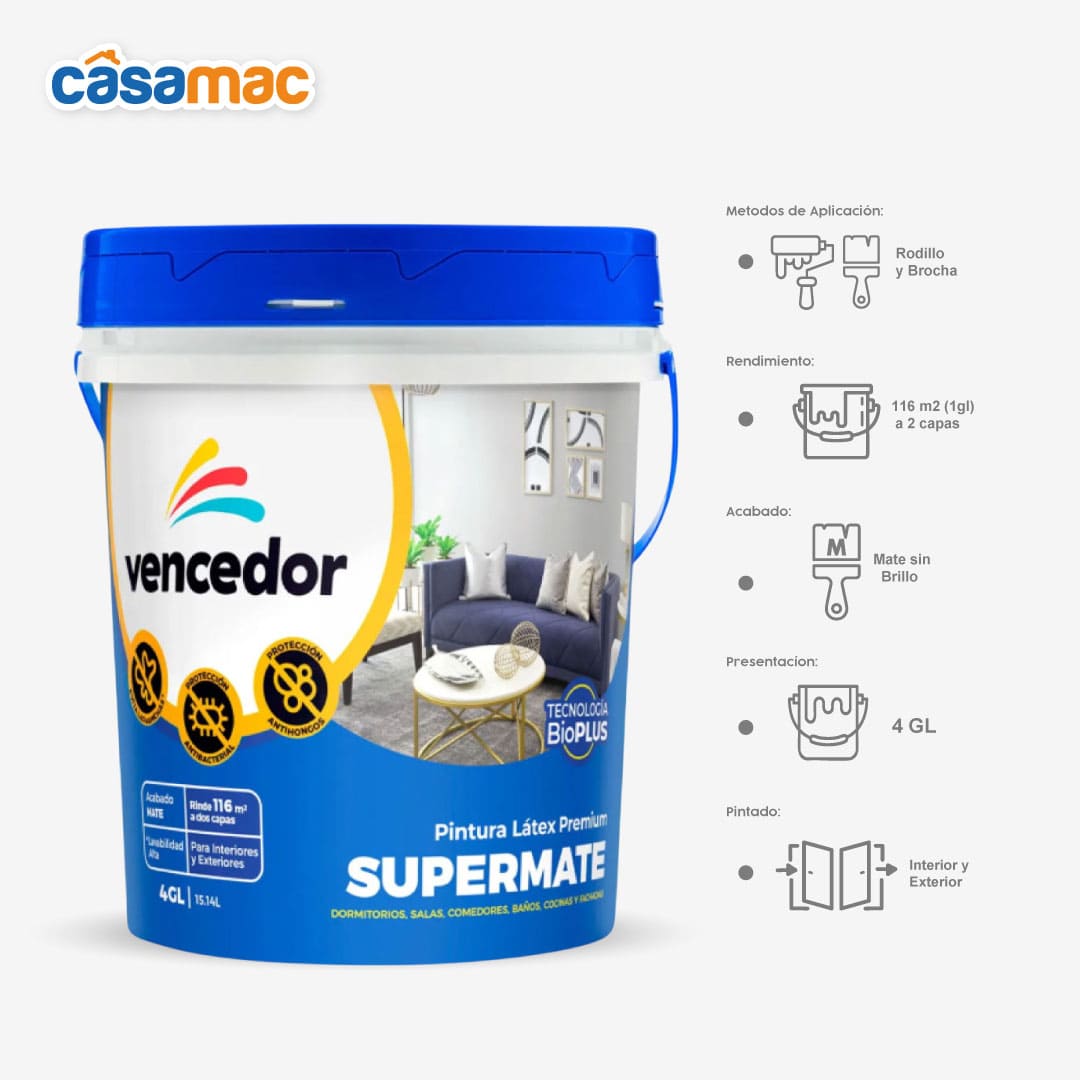 Látex Supermate Vencedor de 4 gl - Image 2